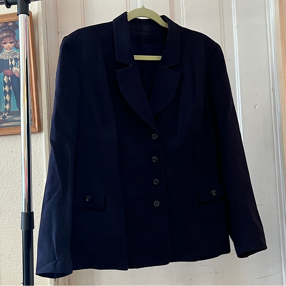 Berk’s Green Bay, Wisconsin Vintage 1940s/50s Suit Coat, Navy Blue, Size L/XL